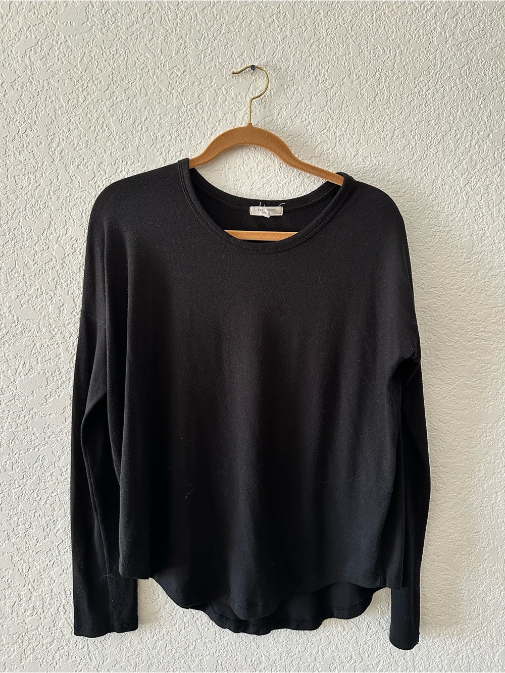 rag & bone Black Crewneck Lightweight Sweater